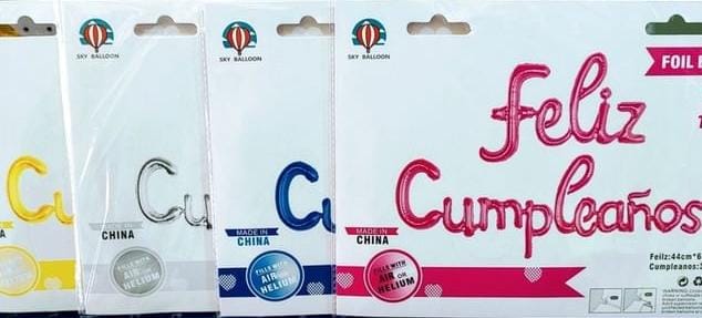 FELIZ CUMPLEAÑOS GLOBOS VARIOS COLORES