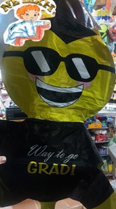 GLOBO METALICO MUÑECO, CARITA Y BIRRETE GRANDE DE GRADUACION